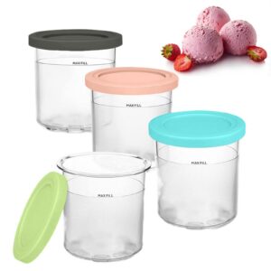 Cerioll Eiscreme Behälter für Eismaschine + Ninja Creami NC299AMZ NC300 + Luxusige Behälter Kompatibel + 4 Stück Tubs Zu
