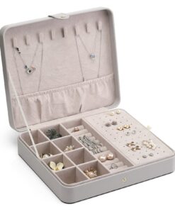 Vlando Schmuckkästchen Damen Aulinna, Geburtstag Geschenk, Leder Groß, Aufbewahrung Ohrringe Ringe Halsketten Armband