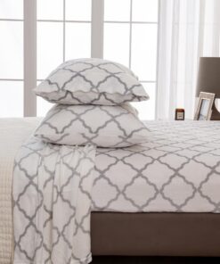 Great Bay Home Extrawechiche Samt Deluxe-Bettlaken-Set, kuschelig, weiß / grau, California King