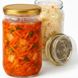 Kimchi Behälter – 2L großes Fermentierglas für Kombucha, Kimchi, Kefir – Luftdichte Deckel, weite Öffnung zum Einlegen –