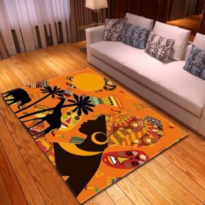 Okoikfc 3D Afrika Tiere Teppich Wohnzimmer, Kinderzimmer und Schlafzimmer Deko, Antirutschmatte K689