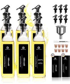 6 Stück Essig Öl Flaschen, hochtransparentes Glas Oil Dispenser Set, 250ml für geordnete Aufbewahrung in der Küche