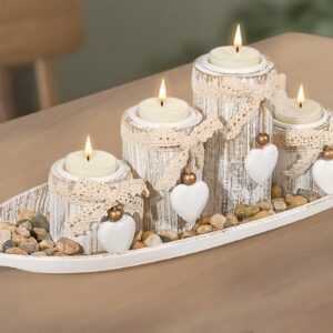 GoMaihe Kerzenhalter-Set (4 Stück) für Wohnzimmer und Veranstaltungen mit blattförmigem Tablett -Design und Stabilität i