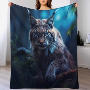 Luchs Fleece Decke, Flauschige Kuscheldecken, Superweiche Leichte Flannel Wohndecke Mit DruckFür Couch Und Bett 130×180c