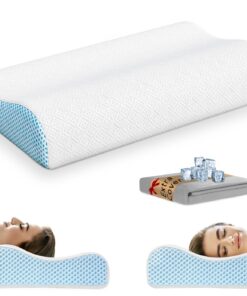 PKBD Kühlende Eisseide&Baumwolle Memory-Schaum Kopfkissen für Seiten- und Rückenschläfer - Ergonomisches Orthopädisches