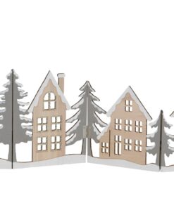 Spetebo Deko Häuserzeile aus Holz klappbar - Weihnachtsstadt Silhouette zur Tischdekoration - Weihnachtsdeko Tischdeko 6