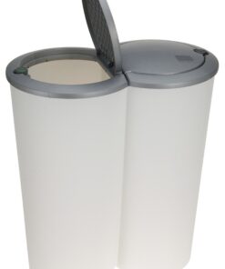 Spetebo Mülleimer 50 Liter (2x25) in weiß für Küchen und Grünpünktlich mit_Praktischem Klappverschluss | Spetebo Müllei