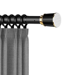 Teleskopstange ohne Bohren, Ausziehbare Gardinenstange (260-350cm, Schwarz) für Badezimmer, Küche und Schrank mit Klemms