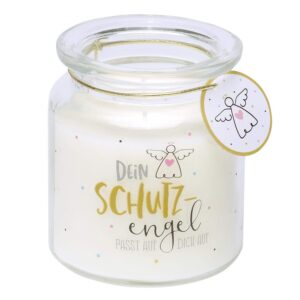 GRUSS & CO Duftkerze Vanille im Glas "Dein Schutzengel" | 9 cm Höhe, 7,5 cm Durchmesser, Glas-Motivdruck | 46635
