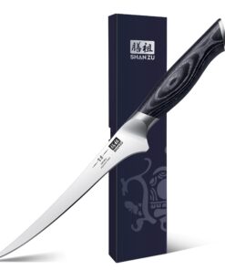 SHAN ZU Genbu Serie Fischfiletmesser 18CM Professionell Scharf Japanischer Kohlenstoffstahl Kochmesser mit Holzgriff