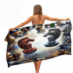 Strandtuch Schachdruck Mikrofaser XXL Ultra Leicht Tragbares Sandfreies Schnelltrocknendes Handtuch Perfekt für den Stra
