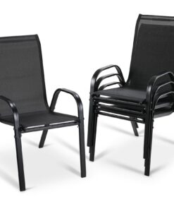 LIFERUN Gartenstühle Stapelbar für Gärten und Terrassen - Hochbelastbar Schwarz - 54 x 69 x 93 cm (4pcs)