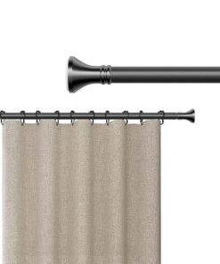 Gardinenstange Ohne Bohren Teleskopstange Ø33mm Schwarz 360-450cm - Klemmstange für Gartenpavillon Wohnzimmer Dusche