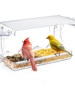 Großes Fenster Futterhaus WELDUN für kleine Wildvögel | Transparent Abnehmbar Vogelfutterspender füttert kleine Wildvög