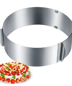 Backring Verstellbar 6-12 Zoll Edelstahl für Desserts | Eingravierten Skala und Befestigungsclips 8cm Hoch Backring | V