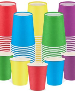 NatNarr 100 Stück Bunte Pappbecher für Geburtstag und Feiertage: Einweg Becher mit Mehrfarbiger Farbe Paarung, perfekt f