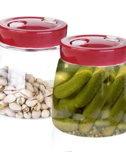 2er Set 1L Gärglas mit Einweg-Luftauslassventil für Kefir Kimchi Sauerkraut Kombucha Fermentieren