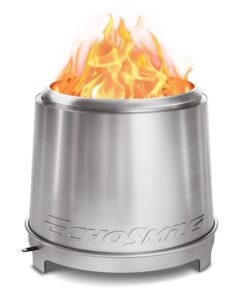 EchoSmile Rauchfreie Feuerschale Edelstahl Tragbar ⌀46 cm für Terrasse Garten Camping