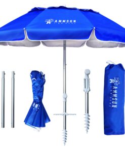 AMMSUN faltbarer Reise-Strandschirm für Strände und Terrassen UV-LSF50+ Blau
