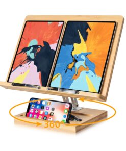 Wishacc Lesen Buchständer verstellbar 360° drehbar faltbarer Schreibtisch-Rico Kochbuch Noten Laptop