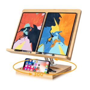 Wishacc Lesen Buchständer verstellbar 360° drehbar faltbarer Schreibtisch-Rico Kochbuch Noten Laptop