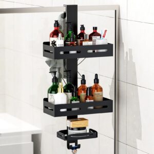 Uamector Duschablage zum Hängen - Rostfrei - Badezimmer Regal Schwarz - Seifenhalter und Shampoo Halterung - Große Dusch