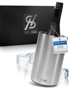 SWISSHOME® Doppelwandiger Edelstahl Flaschenkühler für Wein & Champagner in Premium Geschenkbox