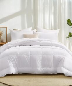 Bettdecke 200x200 cm Ganzjahresdecke für Allergiker Weiß Hypoallergen Atmungsaktiv OEKO-TEX STANDARD 100 Weiche und warm