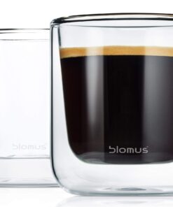 Blomus -NERO- Kaffee-Gläser Thermoglas, spülmaschinenfest, freischwebend / Schwebeeffekt (H / B / T: 8,5 x 7,5 x 7,5 cm,