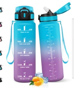 HoneyHolly Trinkflasche 1L Auslaufsicher BPA-Frei mit Strohhalm für Sport Laufen Fitness