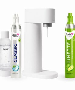 Mysoda Woody Wassersprudler - BPA-freie Flasche & CO2-Zylindereinsatz für ein umweltfreundliches Trinken (Weiß) Mysoda