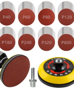 120 Stück Schleifscheiben-Set für Winkelschleifer, Körnung 40/60/80/120/180/240/320/600, Polierpad Adapter und M14 Schle