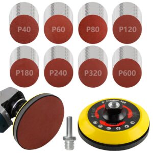 120 Stück Schleifscheiben-Set für Winkelschleifer, Körnung 40/60/80/120/180/240/320/600, Polierpad Adapter und M14 Schle