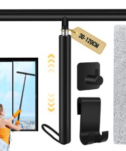 Duschabzieher Erweiterba Long Handle für Duschen, Fensterwischen (Schwarz) | Shower Squeegee Langer Stiel, 2 in 1 Fenst