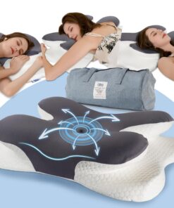 IDEA Memory Foam Ergonomisches Orthopädisches Nackenkissen für Erwachsene, Testsieger bei Nackenschmerzen, Reisekissen R