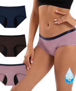 INNERSY Periodenunterschwäsche für starken Blutfluss aus Bambus | INNERSY Menstruation Unterwäsche 3 Pack Bambus für st