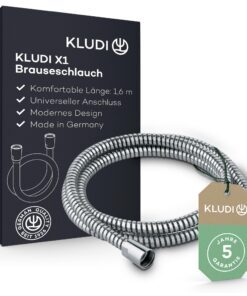 KLUDI-X1 Flexible Duschschlauch 1,60 m für Knickfestheit und Dauerhaftigkeit in der Dusche durch Metalleffekt-Ummantelun