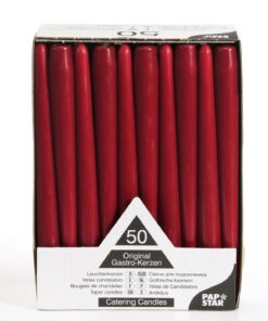 PAPSTAR Spitzkerze - Bordeaux - Glühkern Finest durch 22 mm x 250 mm Höhe - 50 Stück pro Karton