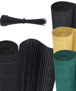 HENGMEI 300x120cm Anthrazit PVC Sichtschutzmatte für Garten, Balkon und Terrasse - Windschutz Blickdicht
