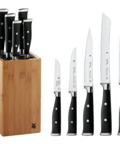 WMF Grand Class Messerblock mit 5 Messer, Bambus-Block, Kunststoff-Borsteneinsatz, Made in Germany, Performance Cut, 6te