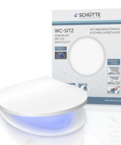 SCHÜTTE WC-Sitz mit Absenkautomatik und LED Nachtlicht | Leuchtender Klodeckel Schnellverschluss | Weiß