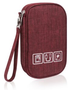 Skycase Kabeltasche: Elektronikzubehör Organizer für Reisen, USB Sticks, Powerbank, SD-Karte, Ladekabel - Rot