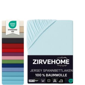 Spannbettlaken für Komfort und Comfort Baumwolle Jersey bis 25 cm Hochmatratzen 180x200-200x200 cm Aqua