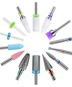Nagelfräser Bits Homeet 14 Stück Keramik Bit für Anfänger Maniküre Pediküre, Gelnägel für Professionelle, Weiss Keramikd
