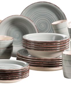 MÄSER 931612 Bel Tempo II Handbemaltes Keramik Geschirr Set für 6 Personen - Vintage Design, Steingut Kombiservice, 30 T