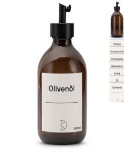Ölflaschen zum Befüllen – Moderner Ölspender aus Braunglas mit Edelstahl Ausgießer – Spender für Öl, Essig und Balsamico