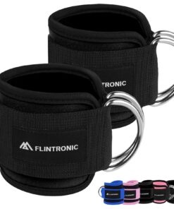 Flintronic Fußschlaufen Kabelzug mit D-Ringen - Fitness Manschetten für Männer und Frauen zur Beinstrukturierung und Hüf