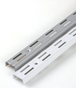 PRIOstahl® Regalträger SCHIENEN 2 x 2000 mm Silber | 2-reihig | Wandregal Regalhalter | Regalbodenträger | Silber Silber