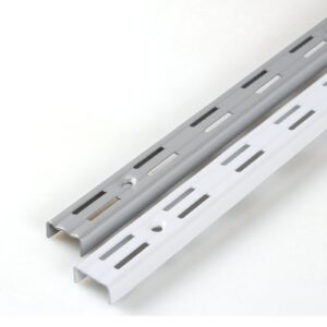 PRIOstahl® Regalträger SCHIENEN 2 x 2000 mm Silber | 2-reihig | Wandregal Regalhalter | Regalbodenträger | Silber Silber