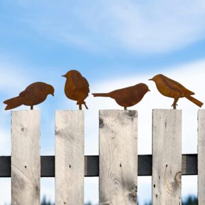 Rostige Vögel Deko Eiserner Vogel Gartendeko Rostoptik mit Schraubgewinde für Holz Zaunfiguren
